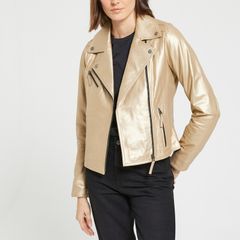 New Gold Genuine Leather Jacket, Size M
