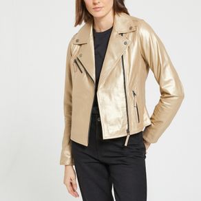 New Gold Genuine Leather Jacket, Size M