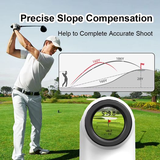 Laser Rangefinder with Slope Compensation 650Yards Golf Range Finder with Side Screen Display Flag Locking Vibration for Golfing