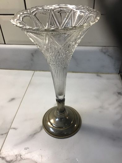 Unique Cone shaped 1950's Flower Vase on EPNS base