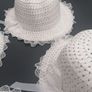 Girls White Sun Hats With Ribbon Image 2