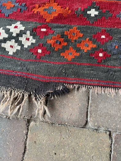 Large Vintage Handwoven Tribal Kilim Rug Wool Flatweave (203x275cm)