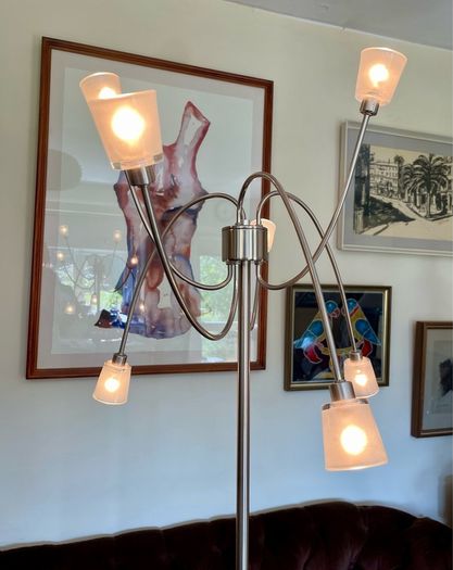 Rare IKEA Kryssbo Medusa Tentacle Jellyfish Stainless Floor Dimmer Accent Lamp