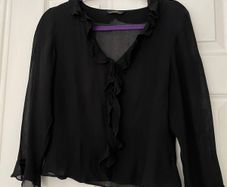 Vintage St Michael (Marks & Spencer) Black Ruffle Blouse - Size 10