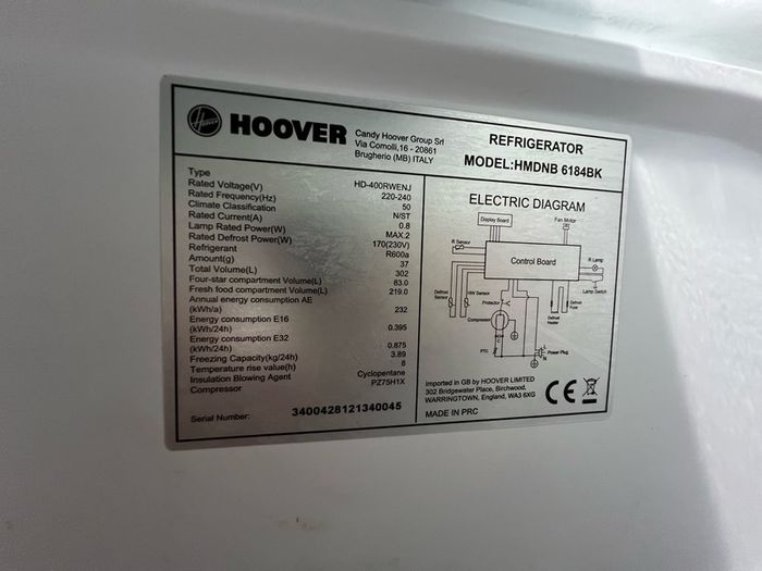 Hoover Black Fridge Freezer