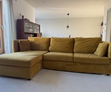 MADE.COM Mustard Velvet Corner Sofa Bed with Storage