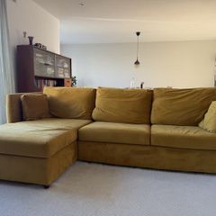MADE.COM Mustard Velvet Corner Sofa Bed with Storage
