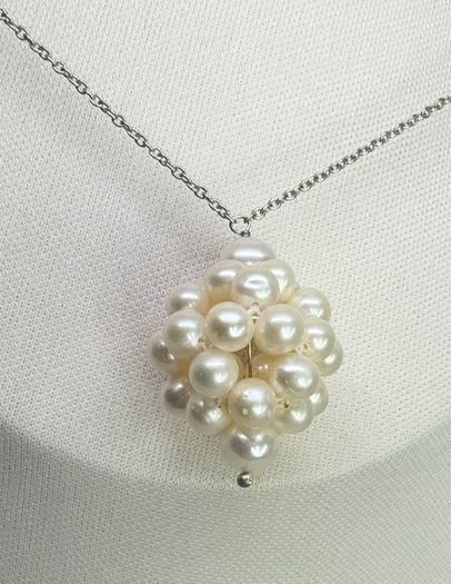Silver AAA Fresh Water Pearl Necklace (70.00 Ct) - Sterling Silver