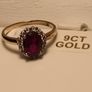 9ct Gold Oval Ruby and Moissanite Petite Dress Ring Image 7