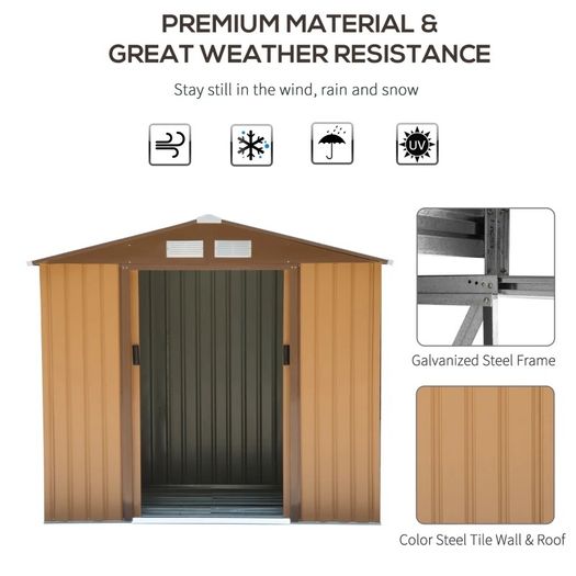 185H x 213L x 130Wcm Lockable Garden Shed Large Patio Roofed Tool Metal Storage Building Foundation Sheds Box Outdoor Furniture (FREE POSTAGE)