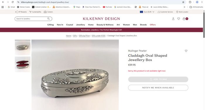 Mullingar Pewter Jewellery Box