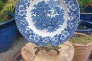 Lovely Vintage Blue and White 9.75 Inch Dinner Plate By Enoch Wedgwood (Tunstall) Ltd, in the Lovely Cottagecore Style "Woodland" Pattern, Excellent Condition
