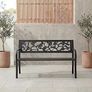 Steel Garden Bench, Rose Design 3 Seater Outdoor Furniture Seating Park Patio Seat Image 2