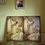 Rare find. Vintage Couple of Large Ballerinas Scene. Ballet Art. Image 3