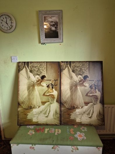 Rare find. Vintage Couple of Large Ballerinas Scene. Ballet Art.