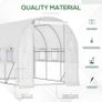 Walk-in Polytunnel Greenhouse Green House with Roll-up Sidewalls, UV-resistant PE Cover, 3 x 2 x 2m, White Image 5