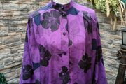 vintage 80s purple and black floral blouse made in Ireland