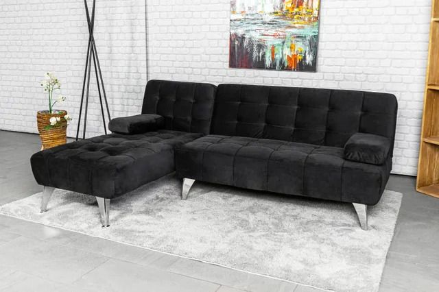 Elegant Velvet Sofa Bed with Chaiselongue 4 COLOURS
