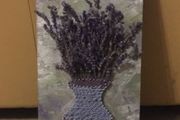 String art vase with lavender