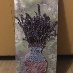 String art vase with lavender