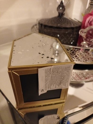 2 gold and silver Mercury glass candle holders