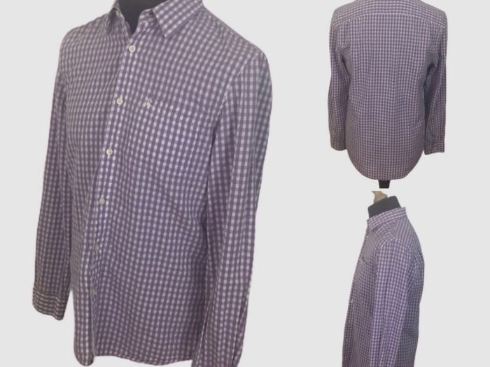 JACK WILLS Purple White Gingham Check Long Sleeve Cotton Shirt M includes postage
