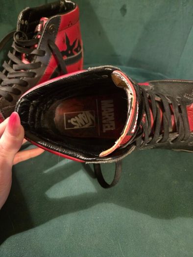 Vans X Marvel SK8-Hi Deadpool black and red leather sneakers