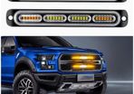 Stay on or flash Bright 4pcs Ultra-Slim Amber White LED Work Light - Surface Mount LED Emergency Light with 24 LEDs, Mini Grille Lights