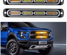 Stay on or flash Bright 4pcs Ultra-Slim Amber White LED Work Light - Surface Mount LED Emergency Light with 24 LEDs, Mini Grille Lights