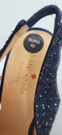 Kate Spade navy glitter bow peep toe sling back heels Sz 42 (Fit 8-8.5UK) - Bnwt - Rrp 360