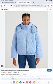 Stunning Benetton Jacket - Light Blue - Size XS Fits UK 10, 12 - BNWT RRP 159
