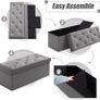 NEW | Folding Storage Ottoman Bench, Velvet Large Footstools Cube for Living Room and Bedroom 110 x 40 x 40 cm - Gray Image 2
