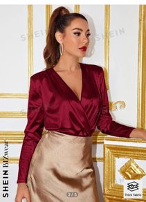 satin bodysuit burgundy shein brand new