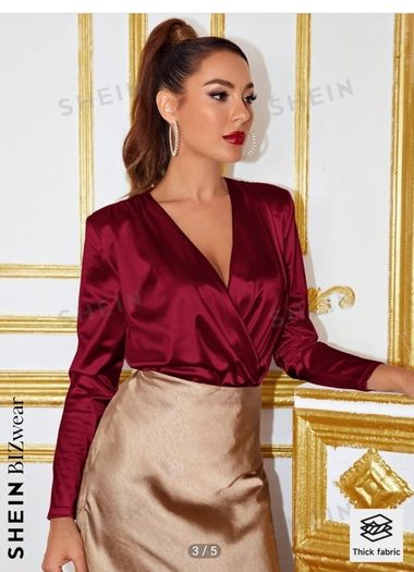 satin bodysuit burgundy shein brand new