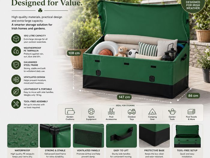 XXL Outdoor Storage Box Waterproof Garden Storage Container Tarpaulin Cushion Box