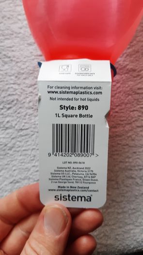 Sistema 1L Square Water Juice Bottle Orange New Home Office School College