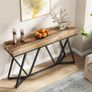 140cm Console Table, Rustic Wood & Metal Sofa Table, Industrial Entryway Table with X-Frame Base, Hallway & Living Room Furniture Image 3
