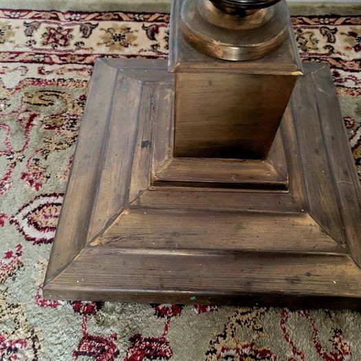 Mid-century pair of brass corinthian column standard lamps