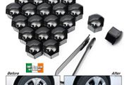 20pcs Wheel Nut Bolt Cover Caps, Black For Audi Vw Bmw Mercedes, Universal 19mm