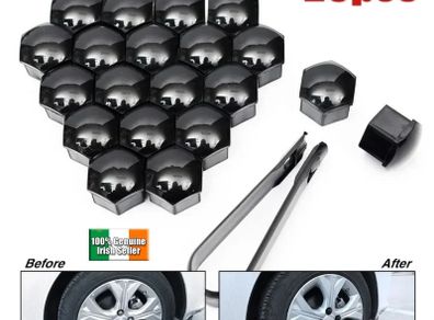 20pcs Wheel Nut Bolt Cover Caps, Black For Audi Vw Bmw Mercedes, Universal 19mm