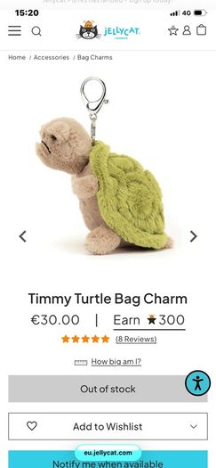 New JELLYCAT Timmy Turtle Bag Charm