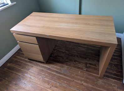 IKEA MALM Desk with Storage Oak Veneer (140x65 cm)