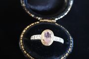 10 ct gold ring  with  Natural Amethyst stone and Diamonds