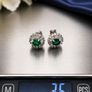 925 Sterling Silver Green Glass & Cubic Zirconia Stud Earrings Image 9