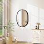 Oval Mirror Black Metal Frame Bathroom Mirrors for Wall  Small Aluminum Alloy Mirror Decorative for Bathroom Living Rooms Bedroom Entryway Hallway Horizontal or Vertical Hanging Image 3