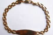 Vintage 18K Yellow Gold Plated Engravable Panther Link ID Bracelet 7.5"