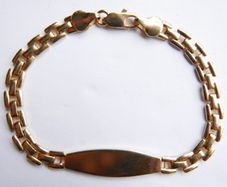 Vintage 18K Yellow Gold Plated Engravable Panther Link ID Bracelet 7.5"