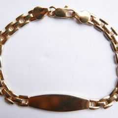 Vintage 18K Yellow Gold Plated Engravable Panther Link ID Bracelet 7.5"