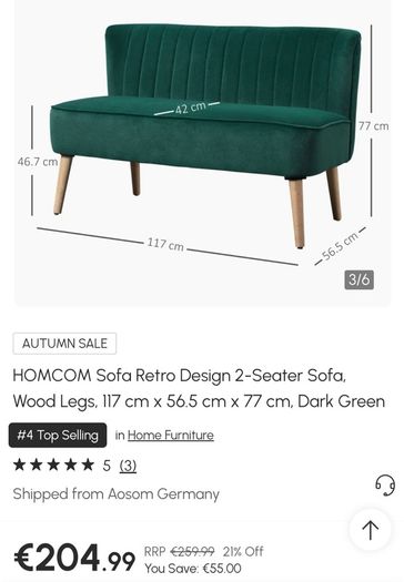 New green velvet sofa 120 euro or nearest offer