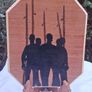Hand Carved Wooden Pikemen Plaque and Matching Stand Image 3